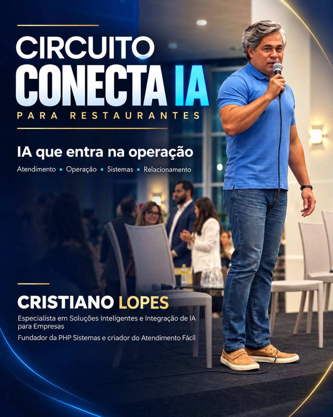 Cristiano Lopes apresentando o Circuito Conecta IA para restaurantes